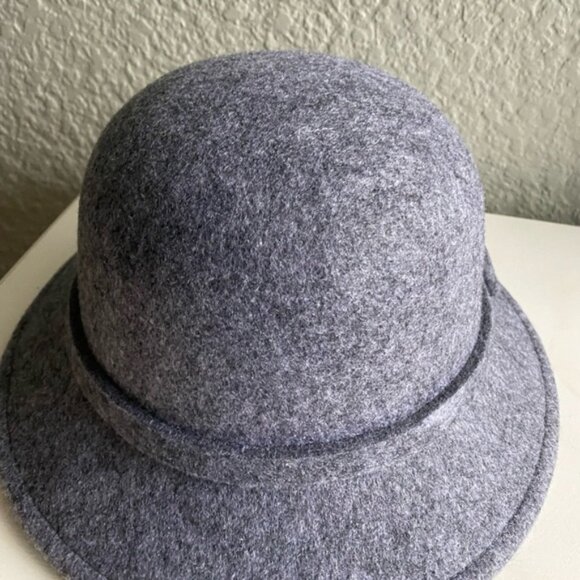 ?wool Blend Charcoal Grey Cloche Hat, Size 57, Good Condition